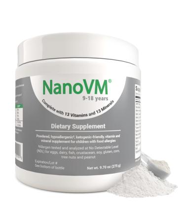 NanoVM 9-18 Years Allergen-Free Kids Multivitamin Unflavored Powdered Vitamins Multivitamin Powder with 13 Vitamins & 13 Minerals Low-Carbohydrate Vitamin Supplements 275g - Solace Nutrition