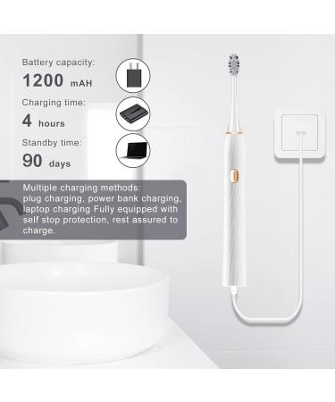 Sonic Electric Toothbrush for Adults - 8 Brush Heads 4 Modes Smart Timer IPX8 Fast Charge - Perfect Christmas Gift (White - Buy Online on GoSupps.com