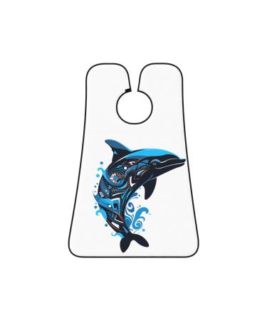 orca dolphin Print Beard Bib Apron Non-Stick Beard Men's Hair Catcher for Shaving Gifts for Men. One Size Black5