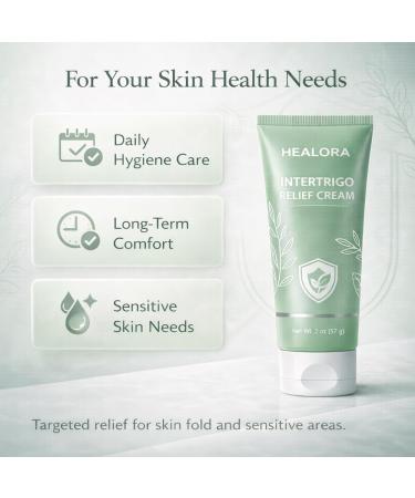 Healora Intertrigo Cream Skin Fold Care & Chafing Support Cream With Zinc Oxide Undecylenic Acid Witch Hazel Extract Tea Tree Oil Supports Skin Comfort for Friction-Prone Areas 2 oz (2) 2 Fl Oz (Pack of 2) - Buy Online on GoSupps.com