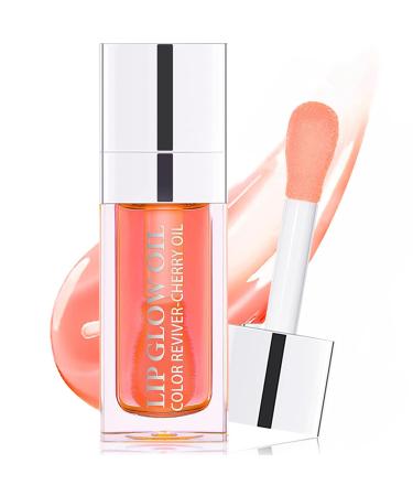 Plumping Lip Oil Moisturizing Lip Glow Oil Long Lasting Nourishing Lip Gloss Lip Balm Non-sticky Transparent Toot Lip Oil Tinted for Lip Care and Dry Lip - Pink