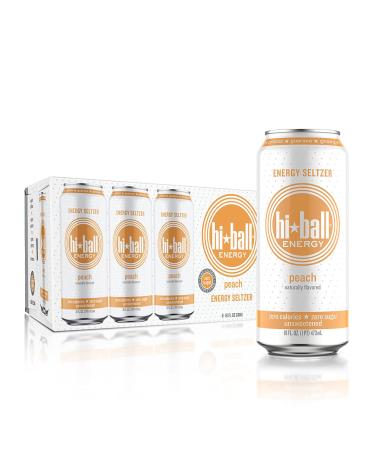 Hiball Energy Seltzer Water, Caffeinated Sparkling Water Made with Organic Caffeine, Zero Calorie, Sugar Free (16 Fl Oz Pack of 8), Peach Peach 16 Fl Oz (Pack of 8)