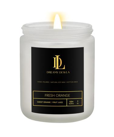 Fresh Orange Scented Candles for Home Candles Gift for Women Men Aromatherapy Candles for Home Scented Soy Candles White Jar