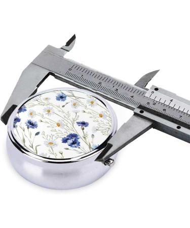 Portable Round Pill Box with Flowers & Cornflowers Daisies - Lightweight Moisture-Proof Vitamin Organizer - Buy Online on GoSupps.com