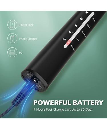 Electric Toothbrush for Adults with 8 Brush Heads | 40000 VPM Deep Clean | 5 Modes | Rechargeable & Fast Charging | Lasts 30 Days | Black - Buy Online on GoSupps.com