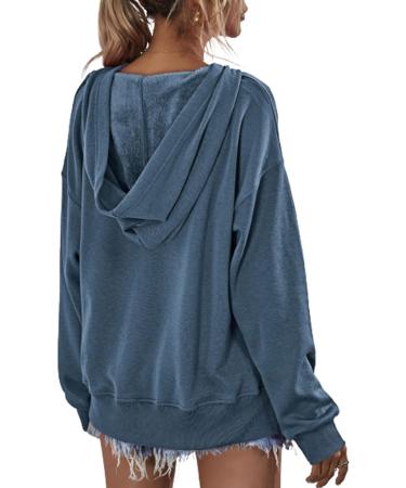 Shop Women's Autumn Winter Baby Sweater - Casual Fleece Hoodie with Quadratic Collar for Daily Party & Outdoor Travel | LOHAS TIME Dark Blue - Buy Online on GoSupps.com