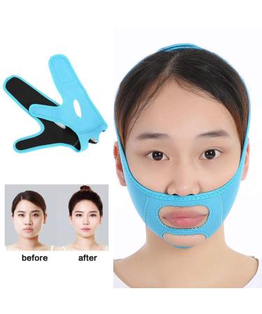 Face Slimming Mask | V-Shaped Face Lift Bandage for Double Chin Reduction | Beauty & Weight Loss (Blue) - Buy Online on GoSupps.com