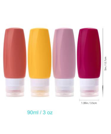 90ml Silicone Travel Bottles Set - BPA-Free Leak-Proof Portable Containers for Toiletries Lotion Shampoo & Conditioner - 4 Pack (Rose Red) - Buy Online on GoSupps.com
