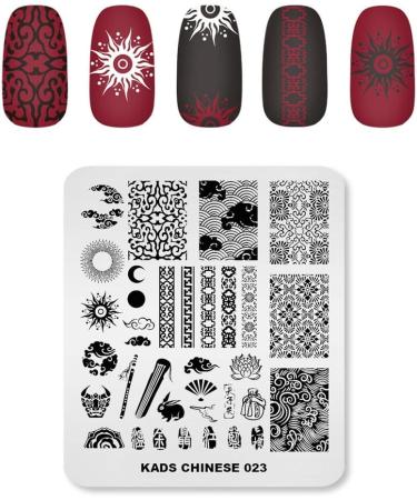 KADS Nail Stamping Plate Chinese Style Nail Art Stamp Template bamboo Lotus DIY Image Template Manicure Stamping Plate Stencil Tools (CN023) - Buy Online on GoSupps.com