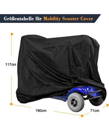 Mobility Scooter Cover Rain Cover for Wheelchair 420D Electric Vehicle Covers Waterproof Fits Most Mobility Scooters Anti Dust Sun Rain Wind Proof UV Protection (170x61x117 cm Black) 170x61x117 cm Black - Buy Online on GoSupps.com
