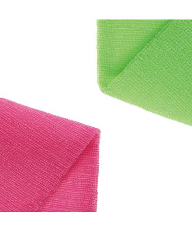 Japanese Exfoliating Washcloth - Back Scrubber for Dead Skin Removal - Loofah for Women and Men - 2pcs Set (Green Pink) - Buy Online on GoSupps.com