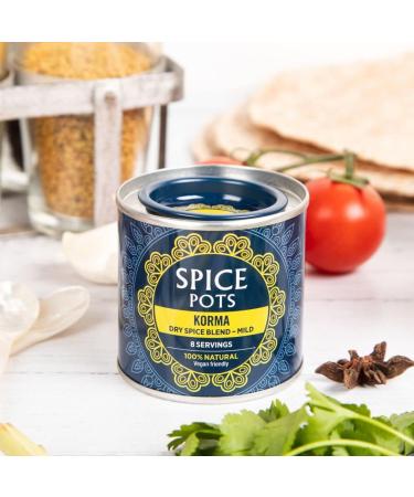Spice Pots Korma Powder - 100% Natural Ingredients - Gluten Free & Vegan - Mild Heat - 40g Pot - 8 Servings - Buy Online on GoSupps.com