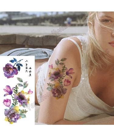 Yesallwas 6 Sheet Temporary Tattoo Sticker Set - Flowers Rose Lotus Butterfly Design - Waterproof and Long Lasting Body Art for Women and Girls - Buy Online on GoSupps.com
