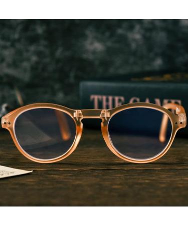 ZUKKY Retro Folding Reading Glasses - Blue Light Blocking Portable & Foldable Round Frame for Men & Women - AM27 - Buy Online on GoSupps.com