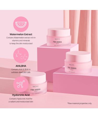 NACIFIC Pink AhaBha Triple Set (Toner 150ml, Serum 50ml, Cream 50ml) AHA, BHA, Watermelon extract Glow Moristurizing Hyaluronic Acid - Buy Online on GoSupps.com