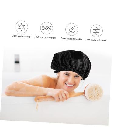 FOMIYES Adjustable Buckle Curly Hair Shower Cap for Women - Black 29x22cm - Buy Online on GoSupps.com