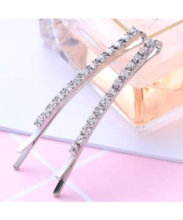 Rhinestone Bobby Pin Metal Hair Clips - 12 Pieces Clear Crystal Barrette Pins for Women and Girls - Buy Online on GoSupps.com