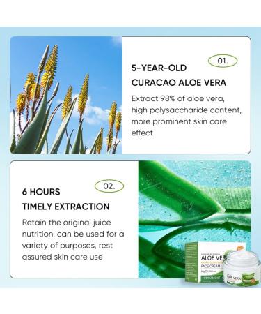 98% Aloe Vera Face Cream Moisturiser Face Women Aloe Vera Hydrating Face Moisturiser For All Skin Types Face Cream for Women for Moisturising Anti-Wrinkle and Nourishing Face - Buy Online on GoSupps.com