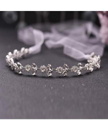 Topqueen Pearl Bride Hair Tiara | Rhinestone Bridal Jewelry Headband | Wedding Hair Accessories for Women & Girls (Silver-Organza White) - Buy Online on GoSupps.com