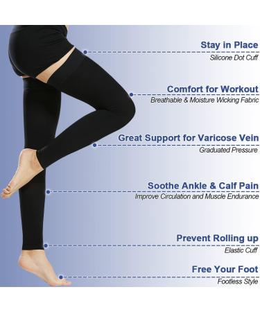 Beister Thigh High Compression Sleeves | 20-30 mmHg | Silicone Band | Black 2X-Large - Buy Online on GoSupps.com