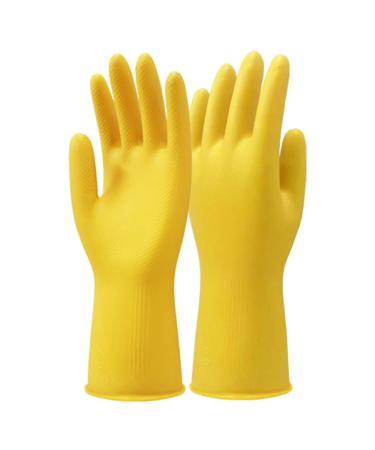 Thickened Rubber Gloves Plastic Latex Reusable Dishwashing Gloves Household Kitchen Cleaning Yellow