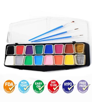 Maydear Face Paint Kit for Kids - 14 Large Water Based Paints with 2 Glitter - Professional Palette, Safe for Sensitive Skin - Buy Online on GoSupps.com