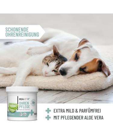 Reavet Ear Cleaner for Dogs & Cats - 100 Gentle Aloe Vera Pads for Ear Care | Mild Cleaning Towels - Buy Online on GoSupps.com