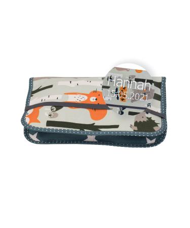 ULLENBOOM diaper bag for on the go (made in EU) - diaper bag for up to 3 diapers wet wipes & other accessories diaperedui with zipper & rubber band small & casual forest animals petrol 18 x 27 cm