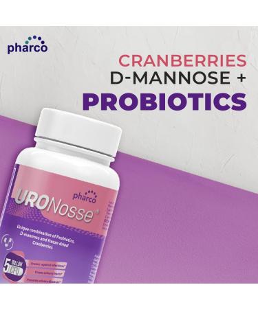 URONOSSE Powerful Symbiotic Blend Chewable D-Mannose Tablets - UTI & Vaginal Health Support | Cranberry & Probiotic Strains - Clinical Strength Formula - Buy Online on GoSupps.com