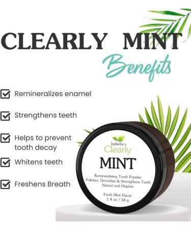 Isabella s Clearly Mint Tooth Powder - Natural Remineralizing Fluoride-Free Anti-Cavity & Whitening for Healthy Teeth & Gums - 40g Pack for Adults & Kids - Buy Online on GoSupps.com