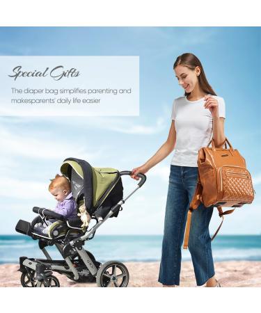 Ziosinm Leather Baby Wrap Backpack - Multifunctional Waterproof Diaper Bag for On-The-Go - Stylish Brown PU Design - Buy Online on GoSupps.com
