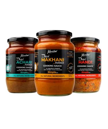 Mumtaz Indian Cooking Sauce Mixed Selection Pack of 3x700g Flavours Include: Desi Achari Desi Makhani Desi Handi. - Buy Online on GoSupps.com