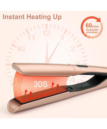 2 in 1 Hair Straightener and Curler with Adjustable Temperature Rose Gold Flat Iron for Styling Long, Short, and Thick Hair - Buy Online on GoSupps.com
