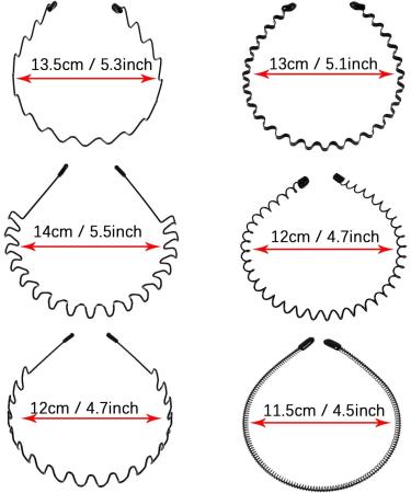 MapofBeauty Metal Hair Bands Hoop 6 pieces Wavy Spring Headbands Non Slip Sports Fashion Headwear Accessories (Black) - Buy Online on GoSupps.com