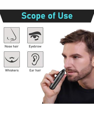Nose Hair Trimmer Eyebrow Ear Hair Trimmer for Men Women Professional Painless Battery-Operated Facial Hair Trimmer with Dual Edge Spinning Blades Waterproof Easy to Clean Quiet Operation - Black - Buy Online on GoSupps.com