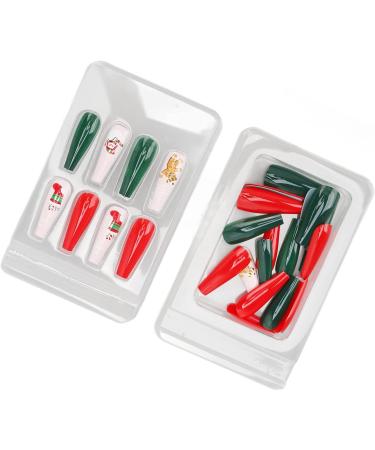 Christmas False Nails Thin Full Wrap Colourfast Pattern Fake Nails 30pcs for Christmas Holiday (0070 LJ04) - Buy Online on GoSupps.com