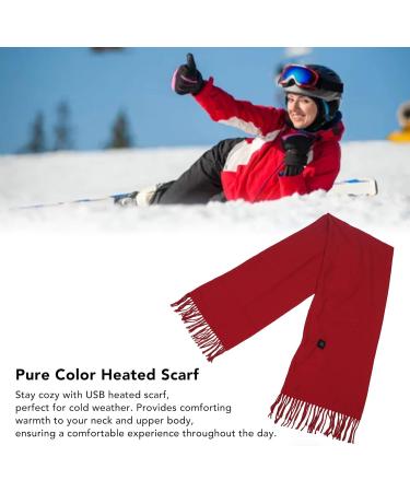 Electric Heated Scarf - 3 Temperature USB Winter Scarf with Tassels & Zipper - Red - Buy Online on GoSupps.com