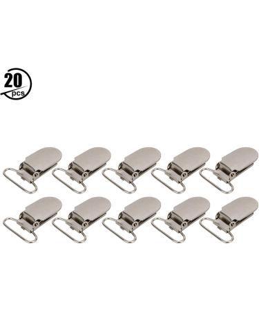 20 Pieces Pacifier Suspenders & Metal Bib Clips for Crafts & Clothing Decoration - Silver - Buy Online on GoSupps.com