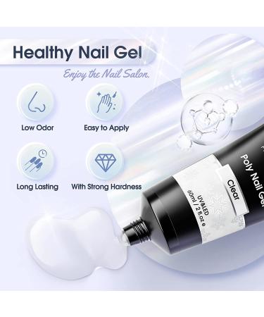 ROSALIND Clear Acrylic Poly Extension Gel Kit - 2PCS 60ml Poly Nail Gel Set for Nail Builder & Art Decoration - Easy DIY with UV Lamp - Buy Online on GoSupps.com