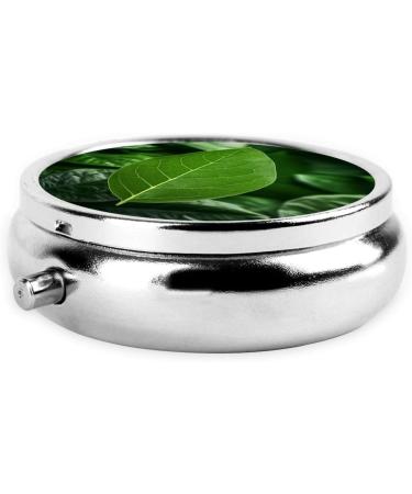 Green Leaf Nature Portable Metal Pill Box - Round Mini 3-Compartment Organizer for Small Pills | Travel-Friendly Design | Durable & Stylish Black - Buy Online on GoSupps.com