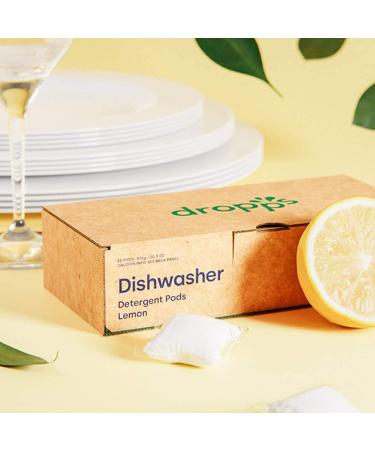 Dropps Lemon Dishwasher Detergent Pods - 32 Count | Sparkling Clean Dishes | Removes Baked-On Food | Natural Ingredients | Low Waste Packaging - Buy Online on GoSupps.com