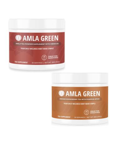 Amla Powder & Green Tea Superfood Supplement with Hibiscus & Pumpkin Spice Organic Vegan 30 Servings