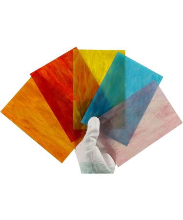 Lanyani Semi-Translucent Stained Glass Sheets Pack - 10 Sheets Variety Mixed Color Cathedral Glass for Mosaic Work - Buy Online on GoSupps.com
