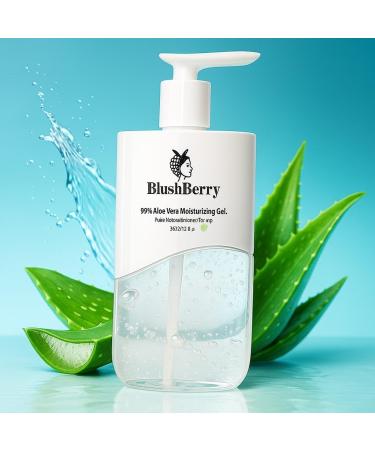 BlushBerry 99% Aloe Vera Moisturizing Gel Soothing Hydration for Face Body & Hair | Natural Skin Repair After Sun Care Acne Relief Dry Skin & Redness Control