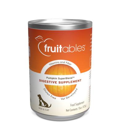 Fruitables Pumpkin Digestive Supplement | Made with Pumpkin for Dogs | Healthy Fiber Supplement for Pet Nutrition | 15 ounces 15 oz Digestive