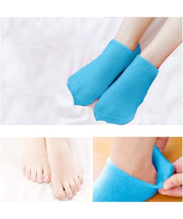 Pinkiou Moisturising Gel Socks for Softening Dry Cracked Skin - Blue Silicone Socks for Men and Women - Buy Online on GoSupps.com