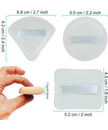 3PCS Washable Soft Powder Puff Makeup Sponge Set - Triangle/Square/Round Shapes with Strap for Loose Powder, Foundation - Wet/Dry Application - Reusable Powder Puff - Buy Online on GoSupps.com