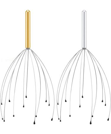 2 Pack Scalp Massager Head Massager Scratcher Tingler with 12Fingers Hair Scalp Scratcher for Deep Relaxation and Stress Relief (Golden &Silver) - Buy Online on GoSupps.com
