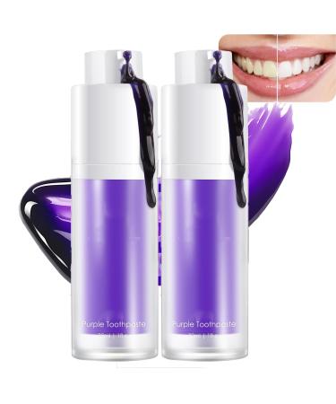 Purple Teeth Whitening Mouthwash, Color Corrector, Purple Toothpaste for Teeth Whitening, Tooth Stain Removal, Purple Toothpaste (2pcs)