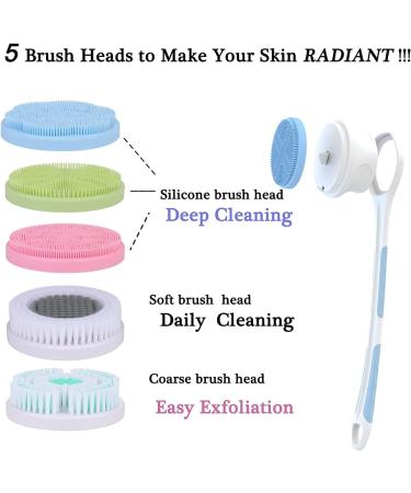 A2k Twenty Electric Massaging Bath Brush with 5 Removable Heads & USB Recharge - Waterproof Blue - Buy Online on GoSupps.com